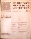 Studi e documenti di Architettura n 1