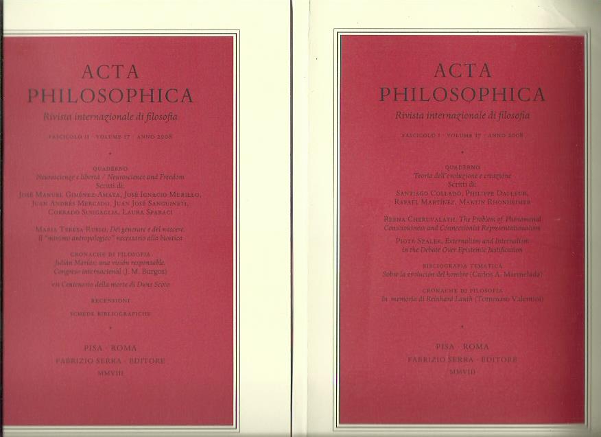 Acta Philosophica Vol.17 (tomo I + tomo II)