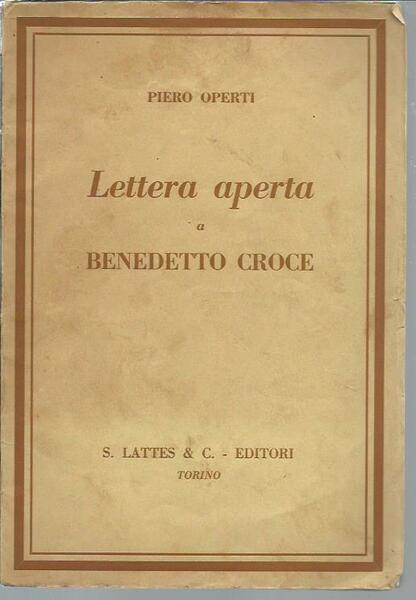 Lettera aperta a Benedetto Croce