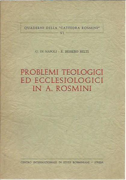 Problemi teologici ed ecclesiologici in A. Rosmini