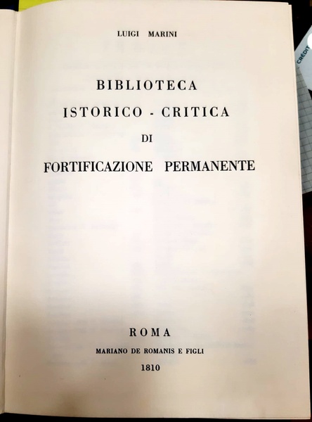 BIBLIOTECA ISTORICO-CRITICA DI FORTIFICAZIONE PERMANENTE.