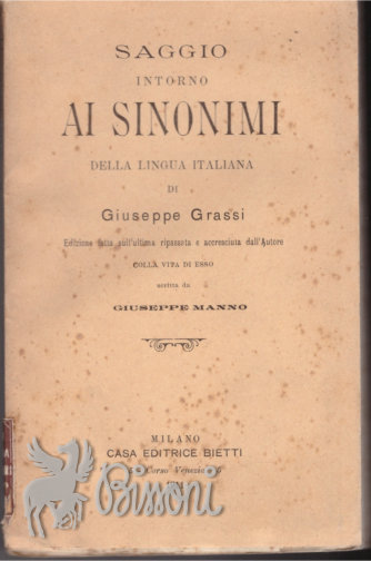 SAGGIO INTORNO AI SINONIMI DELLA LINGUA ITALIANA