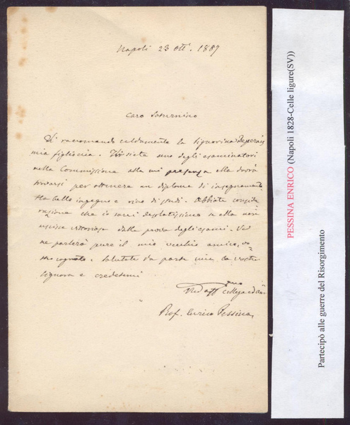 Enrico Pessina (1828, 1916). Patriota e uomo politico, Senatore e …