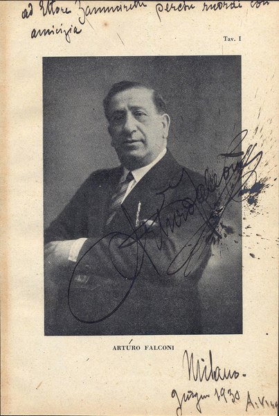 Arturo Falconi (Napoli 1867, Torino 1930). Attore. Dedica firmata.