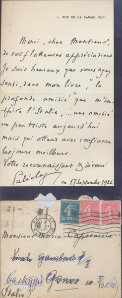 Maurice Paleologue (Parigi 1859, 1944). Diplomatico, storico e scrittore francese. …