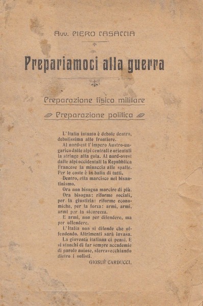 Prepariamoci alla guerra. Preparazione fisico militare. Preparazione politica.