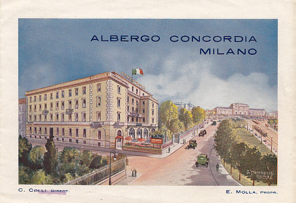 Albergo Concordia Milano. Depliant pubblicitario.