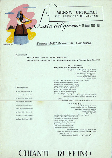 Mensa Ufficiali Presidio di Milano. Lista del giorno 24 Maggio …