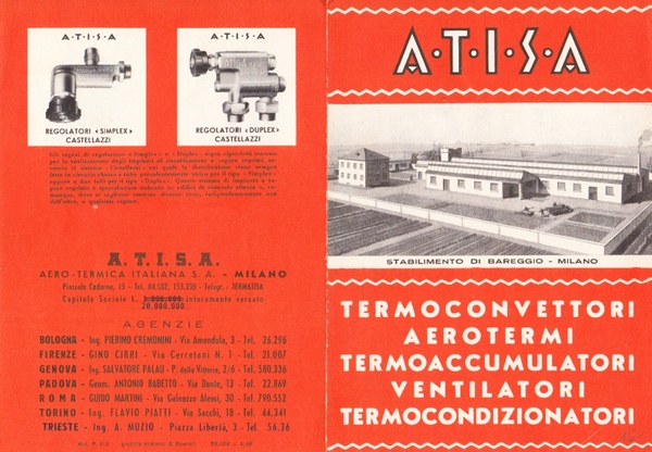 ATISA. A.T.I.S.A. Aero - termica italiana S.A. Milano. Termoconvettori, aerotermi, …