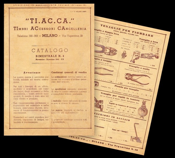 TI. AC. CA. Timbri, Accessori, Cancelleria, Milano. Catalogo bimestrale n. …