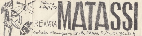 Renata Matassi. Libreria Salto Milano, 1, 14 marzo 1952. Invito.