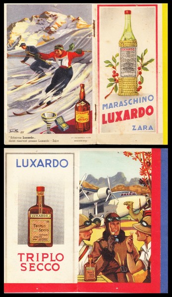 Maraschino Luxardo Zara. fascicolo pubblicitario illustrato da Emka.