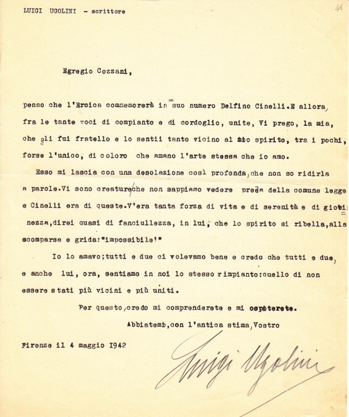 Luigi Ugolini. (Firenze, 1891 – Firenze, 1980). Scrittore, giornalista e …