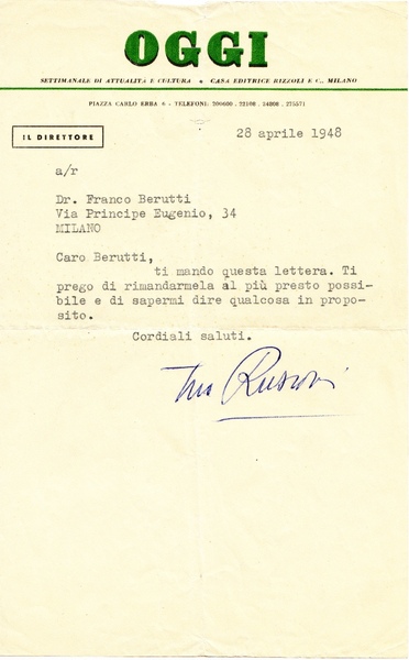 Edilio Rusconi. (Milano, 1916 – 1996). Editore, giornalista, scrittore e …