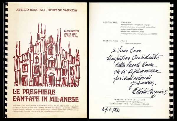 Le preghiere cantate in Milanese. Volume con dedica e firma …