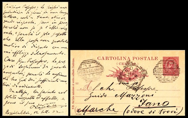 Corrado Zacchetti. Storico, scrittore e saggista. Intero postale manoscritto e …