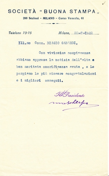 Angelo Mascherpa. Presidente e fondatore della Società Buona Stampa, primo …