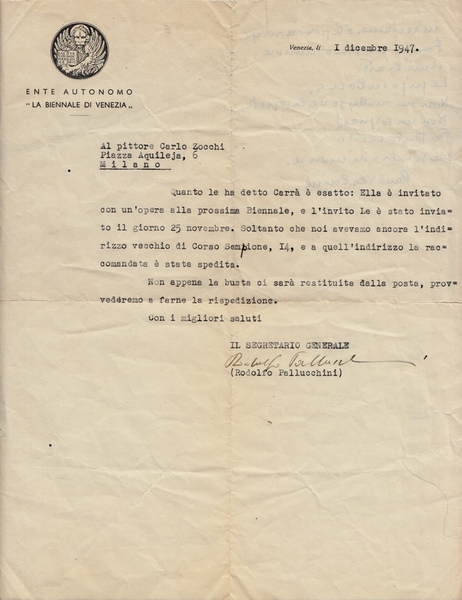 Rodolfo Pallucchini. (Milano 1908 - 1989). Segretario Generale della Biennale …