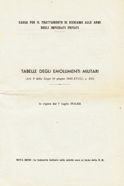 Cassa per il trattamento di richiamo alle armi degli impiegati …