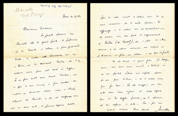 Marcello Del Piazzo. Storico e studioso di araldica. 2 lettere …