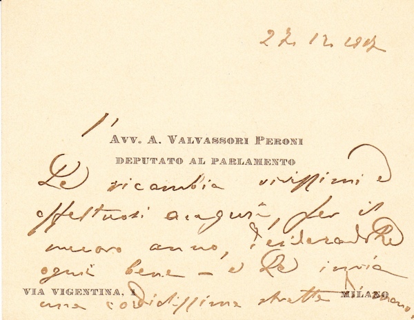 *Angelo Valvassori Peroni. (Carpiano 1870 - Milano 1931). Giornalista, pubblicista, …