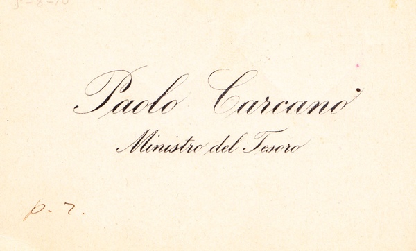 *Paolo Carcano. (Como, 1843 – 1918). Politico italiano, volontario garibaldino, …