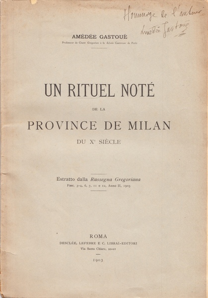 Amédée Gastoué Amedee Gastoue. (Parigi, 1873 – Clamart, 1943). Musicista …