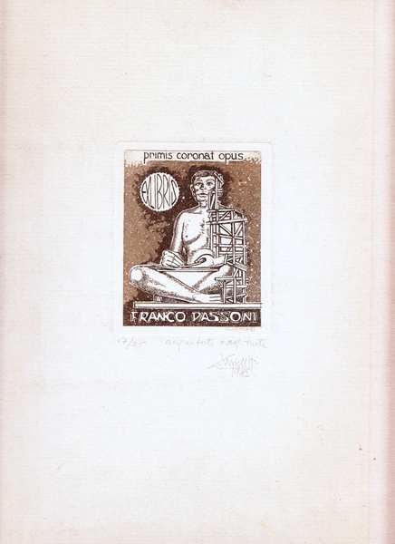 ex libris di Franco Passoni illustrato da G. Michetti.