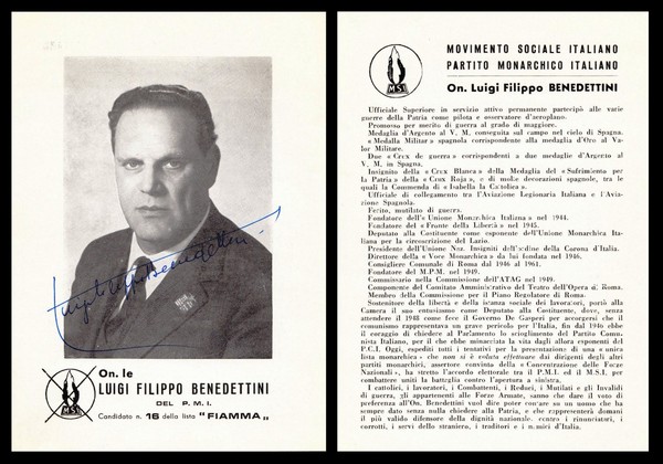 Luigi Filippo Benedettini. (Roma, 1898 – 1978). Militare e politico …