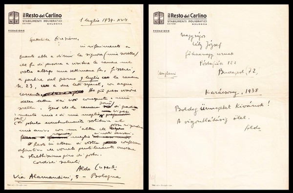 Aldo Cuzzotti. Giornalista. 2 Lettere manoscritte e firmate su carta …