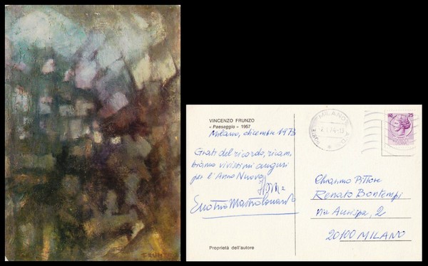 Enotrio Mastrolonardo. (1911 - 1996). Pittore. Cartolina manoscritta e firmata.