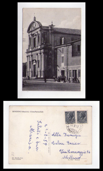 Cartolina / postcard Bondeno (Mantova) Chiesa Parrocchiale 1957