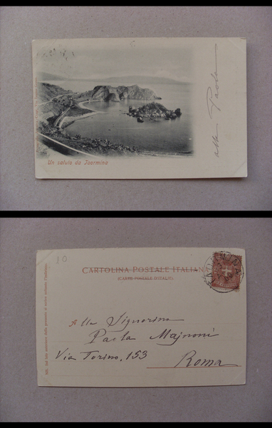 Cartolina Un Saluto da TAORMINA (Messina) 1900