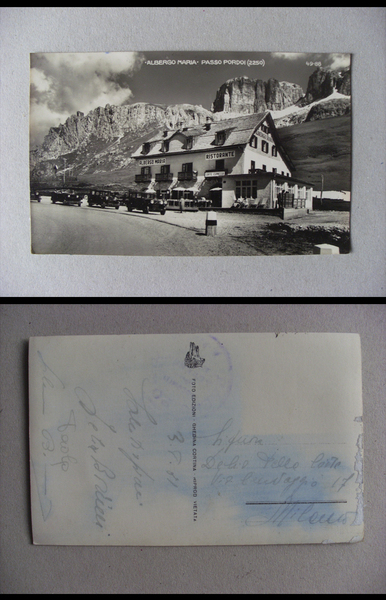 Cartolina / postcard Passo Pordoi (Belluno) Albergo Maria 1931 (auto)