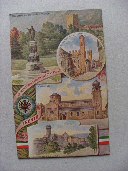 Cartolina / postcard TRENTO. Prof. Carli - Monumento a Dante …