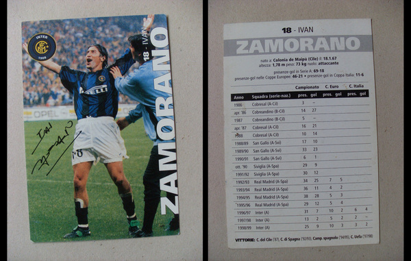 Cartolina INTER - Ivan Zamorano. Autografo.