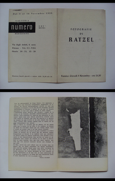 Invito mostra "Fotografie di RATZEL" 1955. Galleria NUMERO (Firenze). 141° …