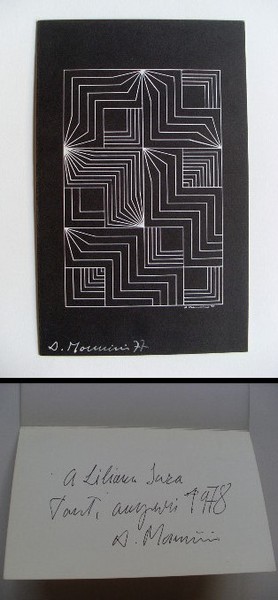 Biglietto augurale litografico firmato ALVARO MONNINI "Pscicospazio" 1977