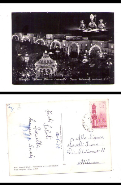 Cartolina / postcard BISCEGLIE (Bari) Piazza Vittorio Emanuele - Festa …