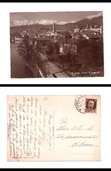 Cartolina / postcard IVREA (Torino) Corso Re Umberto. 1942