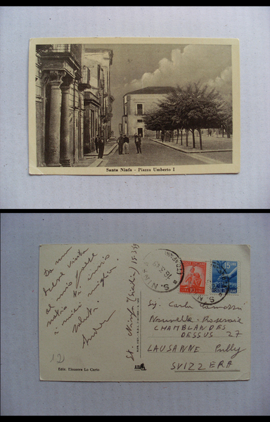 Cartolina / postcard Santa Ninfa (Trapani) Piazza Umberto I. 1949. …