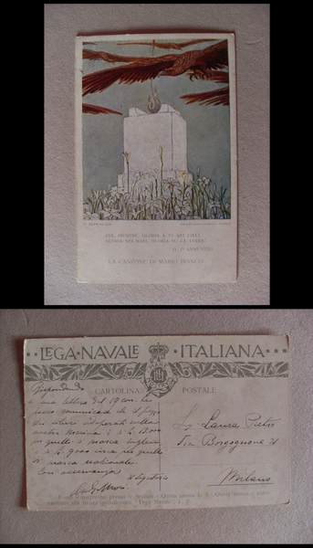Cartolina / postcard manoscritta e firmata da Angelo Mori (segretario …