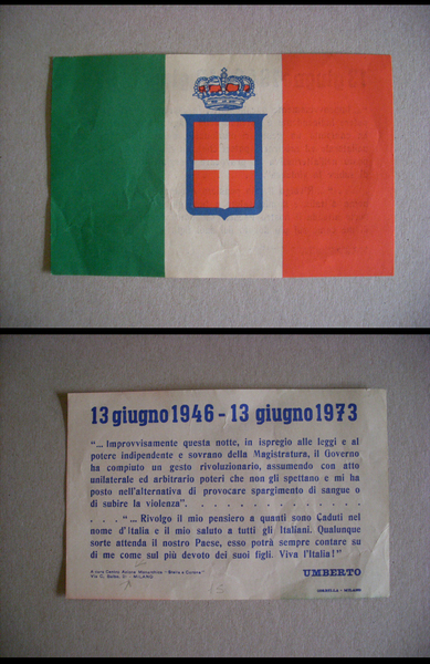 Volantino "13 Giugno 1946 - 13 Giugno 1973. Centro Azione …