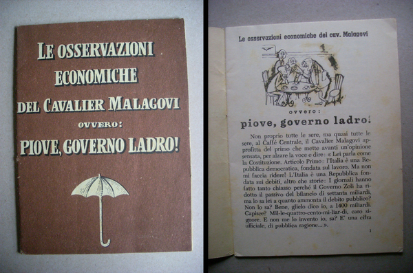 Volume propaganda Pro Democrazia Cristiana "Osservazione Economiche del Cavalier Malagovi" …