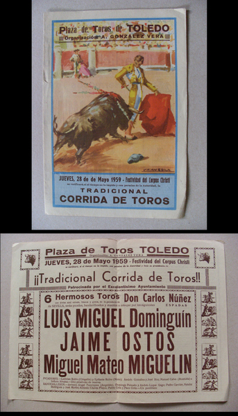 Volantino / depliant "Tradicional Corrida de Toro - LUIS MIGUEL …