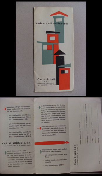 Depliant "Carboni e olii combustibili. CARLO AROSIO Milano" Anni'50