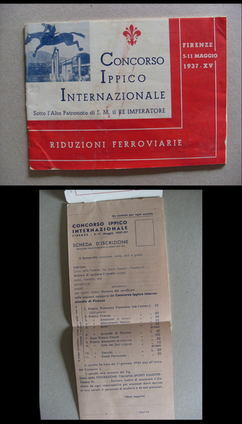 Programma Concorso Ippico Internazionale. Patronato Sua Maestà RE IMPERATORE. FIRENZE …