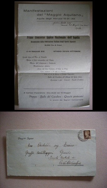 Invito / Programma Primo Concorso Ippico Nazionale dell'Acquila 1935