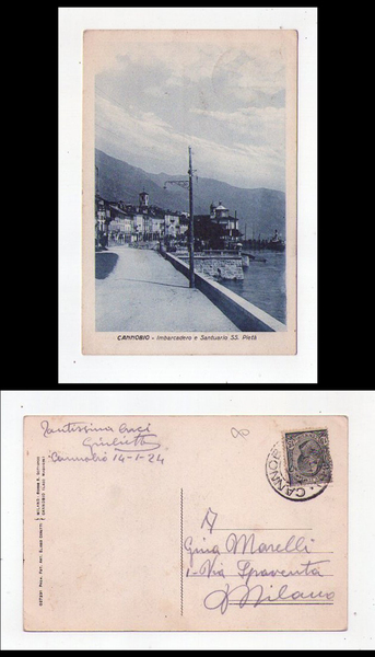 Cartolina / postcard Cannobio (Verbania) Imbarcadero e Santuario SS. Pietà …