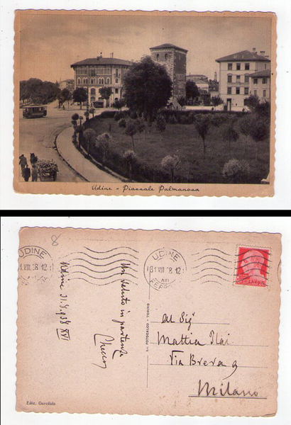 Cartolina / postcard UDINE - Piazza Palmanova 1938